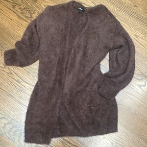 Express Brown Fuzzy Cardigan